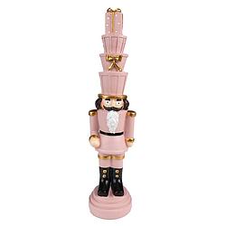 Foto van Clayre & eef kerstdecoratie notenkraker 33 cm roze kunststof decoratief figuur decoratieve accessoires woonaccessoires