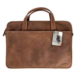 Foto van Accezz leather laptoptas 16 inch laptop tas bruin