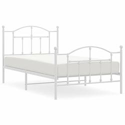 Foto van Vidaxl bedframe met hoofd- en voeteneinde metaal wit 100x190 cm