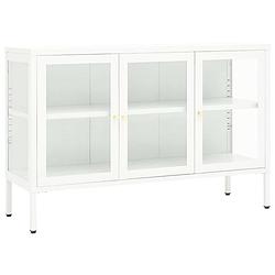 Foto van Vidaxl dressoir 105x35x70 cm staal en glas wit