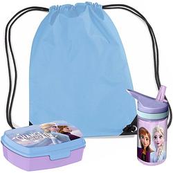 Foto van Disney frozen lunchbox set voor kinderen - 3-delig - lila - incl. gymtas/schooltas - lunchboxen