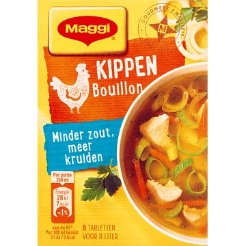 Foto van Maggi minder zout bouillon kippen bouillon blokjes pakje 8 ltr. 72g bij jumbo