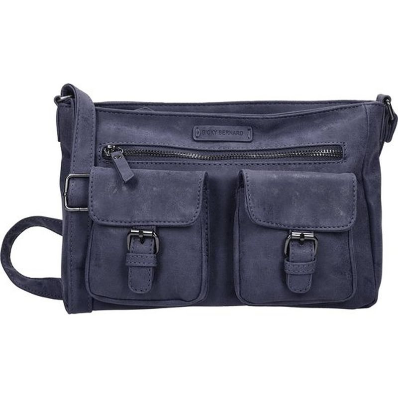 Foto van Bicky bernard dames schoudertas - omhang schoudertas ritsvakjes trendy tas - donkerblauw - navy