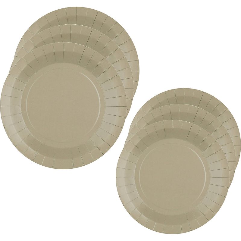 Foto van Feest/verjaardag bordjes set - 20x stuks - taupe - 17 cm en 22 cm - feestbordjes