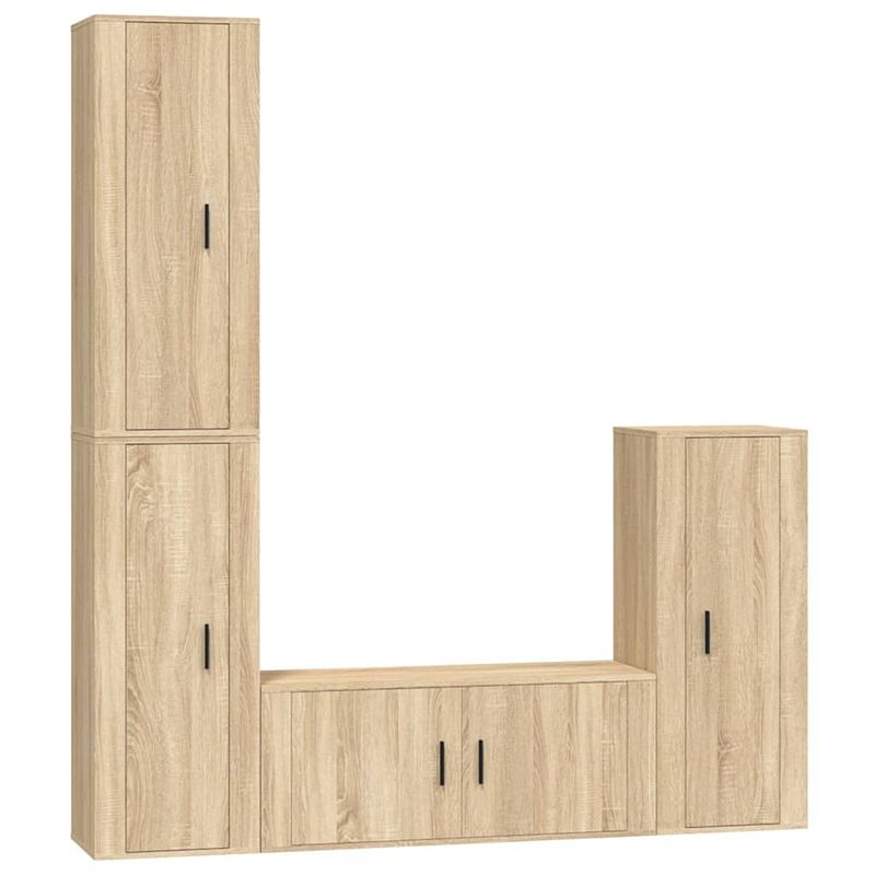 Foto van The living store tv-meubelset - sonoma eiken - 3x 40x34.5x100cm + 1x 100x34.5x40cm