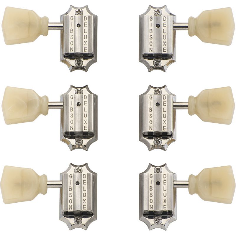 Foto van Gibson deluxe yellow key tuner set nickel stemmechanieken voor gitaar (set van 6)