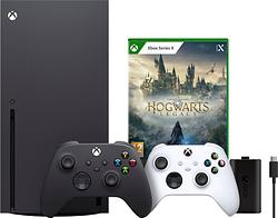 Foto van Xbox series x + hogwarts legacy + microsoft xbox controller wit + play & charge kit