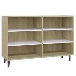 Foto van Vidaxl dressoir 103,5x35x70 cm spaanplaat wit en sonoma eikenkleurig