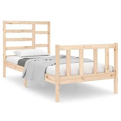 Foto van The living store houten bedframe - eenpersoonsbed - 90 x 190 cm - massief grenenhout