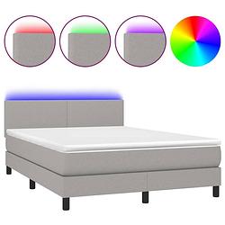 Foto van The living store bed led 140x190 - lichtgrijs - pocketvering matras - huidvriendelijk topmatras