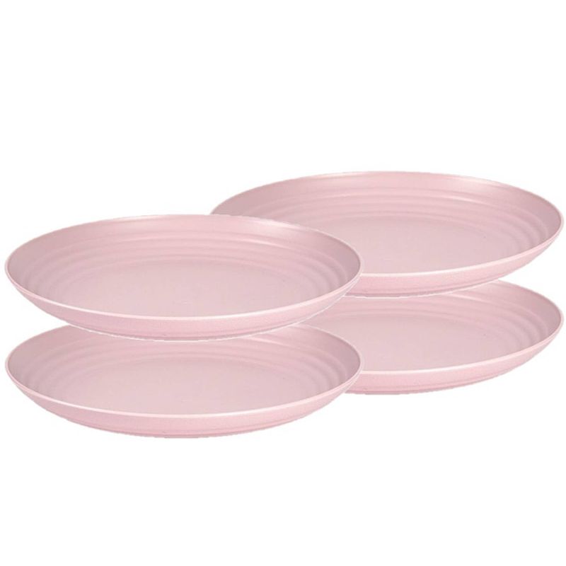 Foto van Set van 4x stuks rond kunststof borden oud roze 25 cm - herbruikbaar - dinerbord - barbecuebord - campingbord
