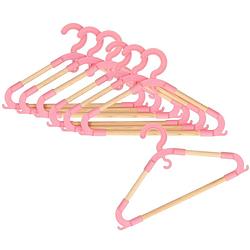 Foto van Storage solutions kledinghangers voor kinderen - 24x - kunststof/hout - roze - sterke kwaliteit - kledinghangers