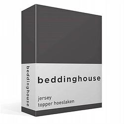 Foto van Beddinghouse jersey topper hoeslaken - 100% gebreide jersey katoen - 1-persoons (70/90x200/220 cm) - anthracite