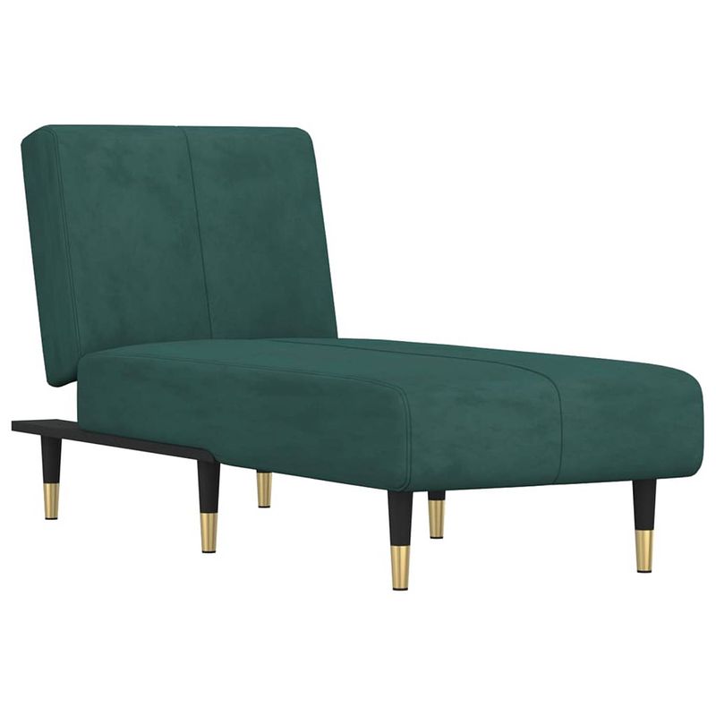 Foto van The living store chaise longue fluweel - groen - 55x140x70 cm - verstelbaar