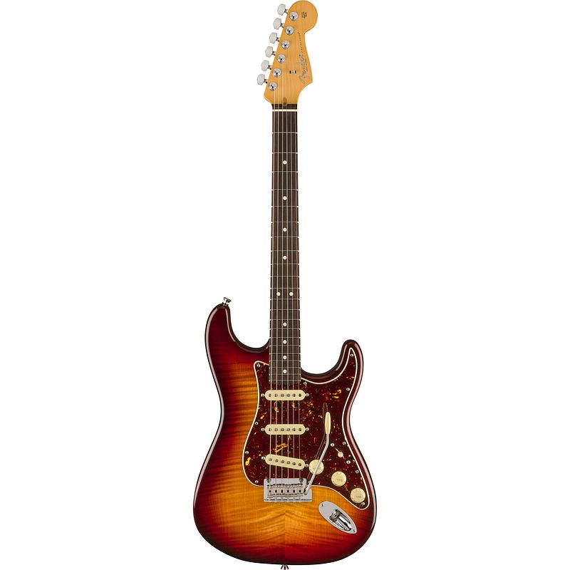 Foto van Fender 70th anniversary american professional ii stratocaster rw comet burst elektrische gitaar met koffer