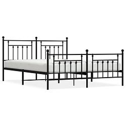 Foto van Vidaxl bedframe met hoofd- en voeteneinde metaal zwart 183x213 cm