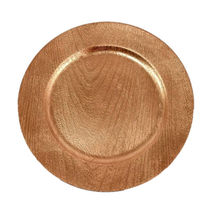 Foto van Kaarsenbord/kaarsenplateau - goud - houtlook - rond - d33 cm - kaarsenplateaus