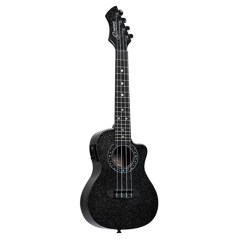 Foto van Ortega ruhz-ce-star horizon series concert ukulele black sparkle e/a concert ukelele met gigbag