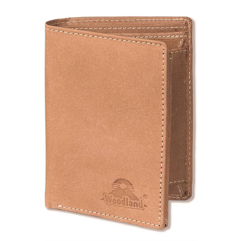 Foto van Woodland billfold hoog portemonnee leer - heren en dames - anti skim rfid bescherming - cognac