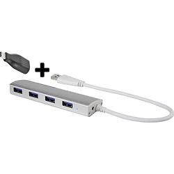 Foto van Renkforce renkforce 4 poorten usb 3.2 gen 1-hub met aluminium behuizing aluminium