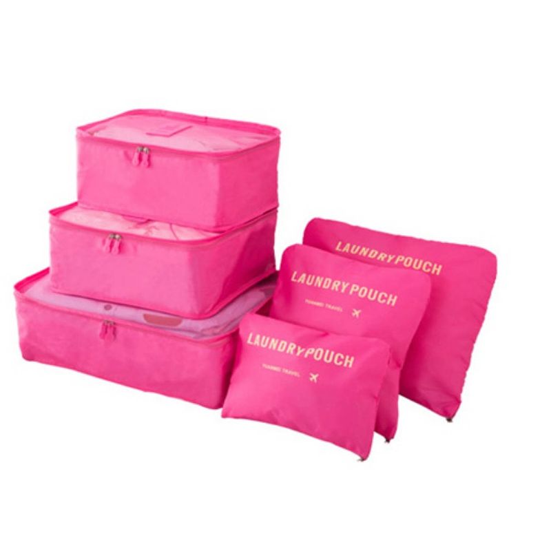 Foto van Packing cubes - 6 stuks - koffer organiser - fuchsia