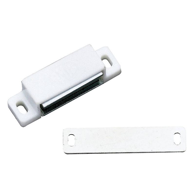 Foto van Amig magneetsnapper/deurmagneet - 2 stuks - wit - 5.6 x 1.5 x 1.4 cm - 5 kg - magneet snappers