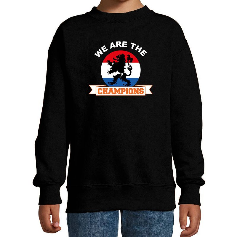 Foto van We are the champions zwarte sweater / trui holland / nederland supporter ek/ wk voor kinderen 9-11 jaar (134/146) - fees