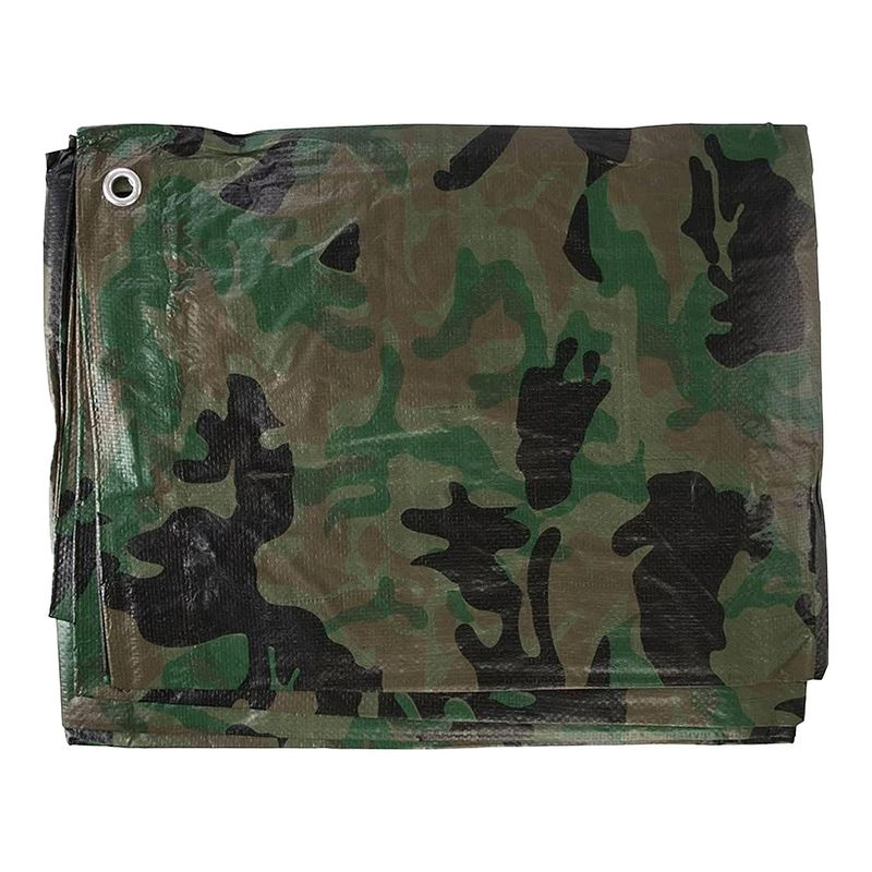Foto van Afdekzeil/dekzeil - camouflage - waterdicht - 90 gr/m2 - 240 x 300 cm - afdekzeilen