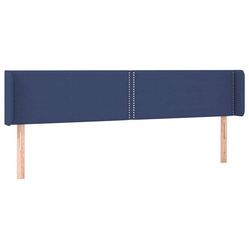 Foto van The living store hoofdbord - 203 x 16 x 78/88 cm - blauw stof hout - the living store