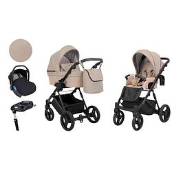 Foto van Born lucky kinderwagen 3 in 1 lazzio beige + isofix autostoel base