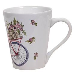 Foto van Clayre & eef mok ø 9*10 cm / 300 ml wit, rood, groen keramiek fiets