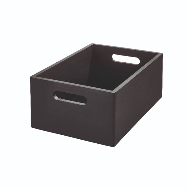 Foto van Idesign - opbergbox met handgrepen, 25.5 x 38 x 15 cm, paulownia hout, zwart - idesign the home edit
