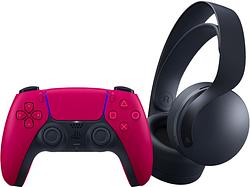 Foto van Sony playstation 5 dualsense controller cosmic red + sony pulse 3d wireless headset