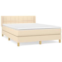 Foto van The living store boxspringbed - crème - stof - 203 x 147 x 78/88 cm - pocketvering matras