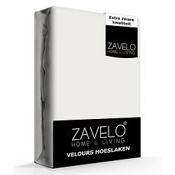 Foto van Zavelo hoeslaken velours ivoor - fluweel zacht - 30 cm hoekhoogte - rondom elastiek - velvet -1-persoons (80/90x200/2...