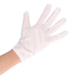 Foto van Witte korte kerstman handschoenen voor volwassenen - verkleedhandschoenen