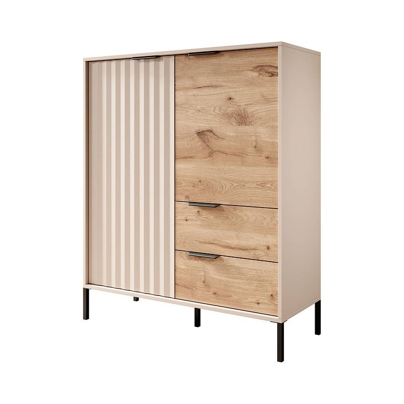 Foto van Meubella dressoir ramirez - beige - eiken - 103 cm