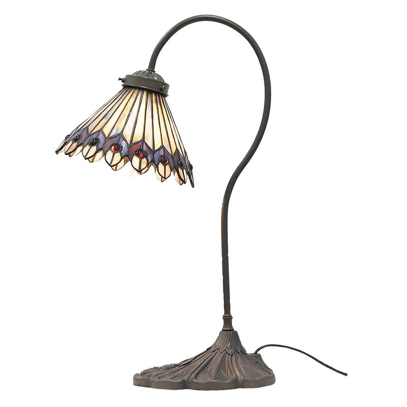 Foto van Lumilamp tiffany tafellamp ø 20*51 cm bruin beige metaal glas tiffany bureaulamp tiffany lampen bruin tiffany