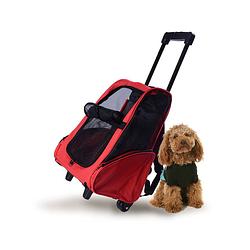 Foto van Draagbare trolley - hondentrolley - honden reismand - honden rugzak - rood/zwart - 36 x 30 x 49 cm