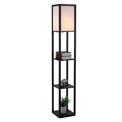 Foto van Vloerlamp - staande lamp - stalamp - modern - met opbergruimte - 26l x 26b x 160h cm - zwart