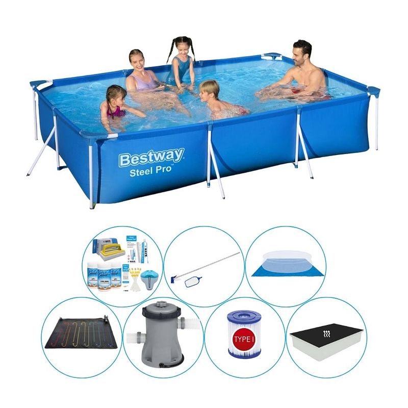 Foto van Bestway steel pro rechthoekig 300x201x66 cm - zwembad bundel