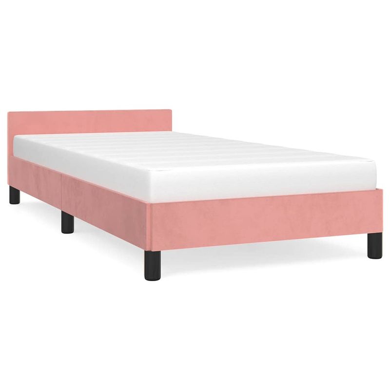 Foto van The living store bedframe fluwelen - bedframes - 203 x 83 x 50 cm - roze