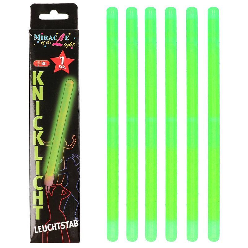 Foto van Set van 6x stuks neon glow in the dark party breaklights stick groen 20 cm - verkleedattributen