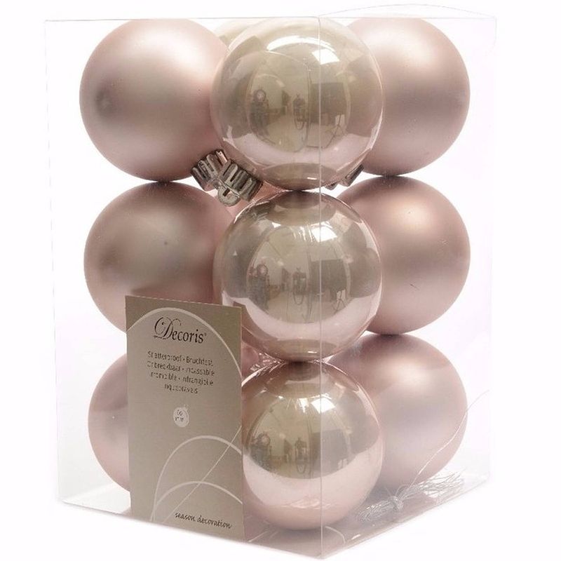 Foto van Mystic christmas kerstboom decoratie kerstballen roze 12 stuks - kerstbal