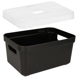 Foto van Opbergboxen/opbergmanden zwart van 5 liter kunststof met transparante deksel - opbergbox