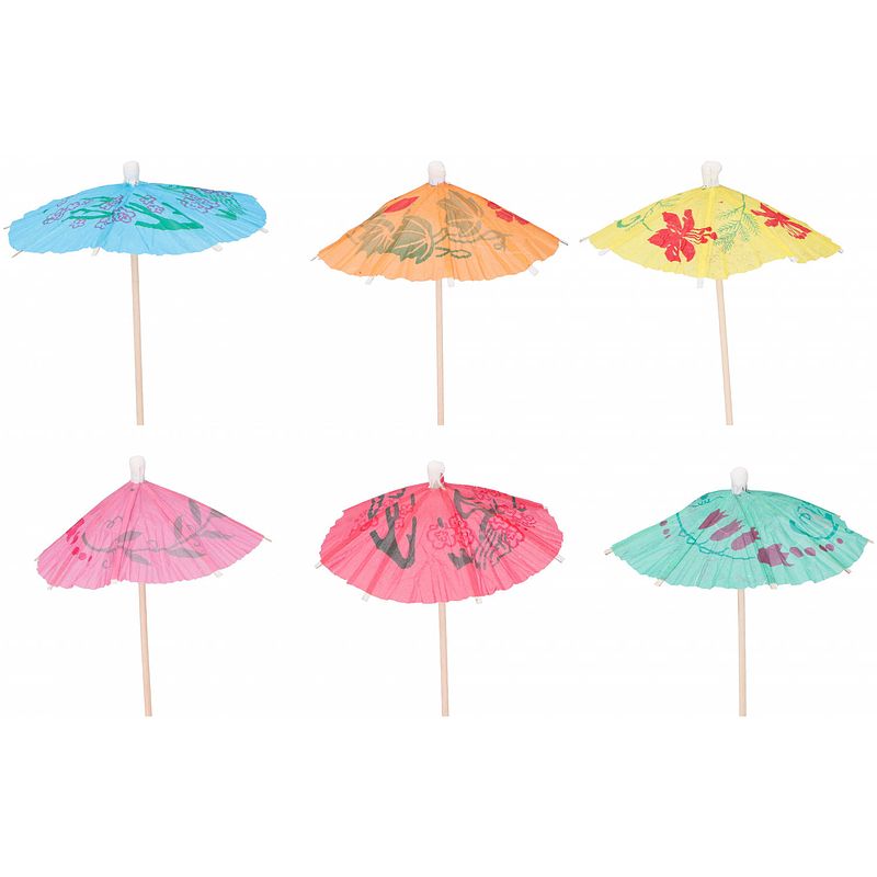 Foto van Cuisine elegance cocktailprikkers parasol 10 cm hout 12 stuks