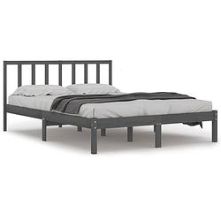 Foto van The living store bedframe - grenenhout - 135 x 190 cm - grijs