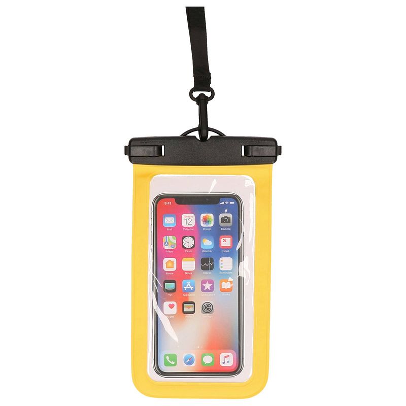 Foto van Bellatio design waterdicht telefoonhoesje voor alle telefoons tot 6 inch geel - telefoonhoesjes