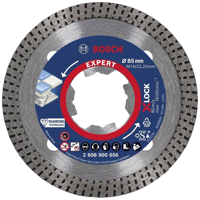 Foto van Bosch accessories 2608900656 expert hardceramic x-lock diamanten doorslijpschijf diameter 85 mm 1 stuk(s)