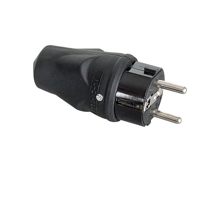 Foto van Showtec rubber schuko connector male 230v zwart